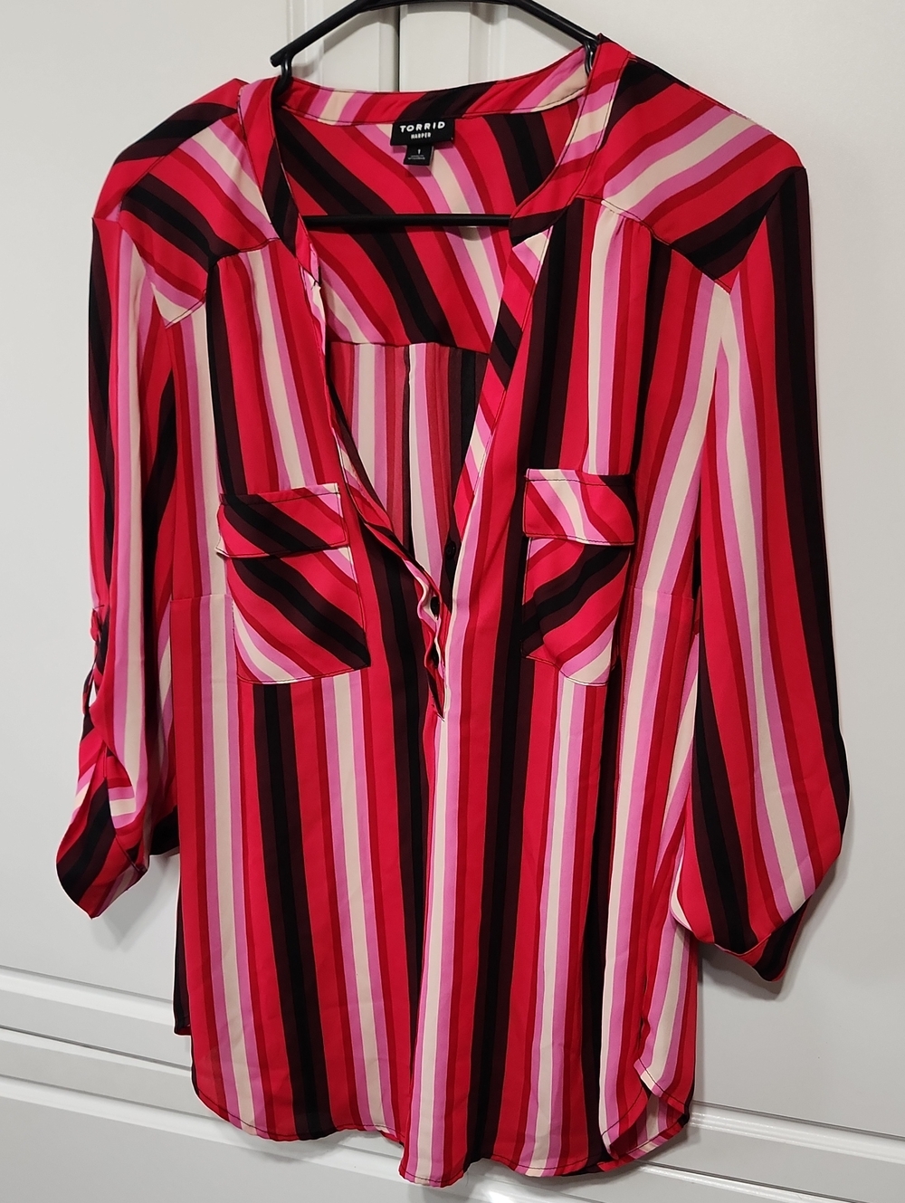 torrid Pink & Black Stripe Blouse